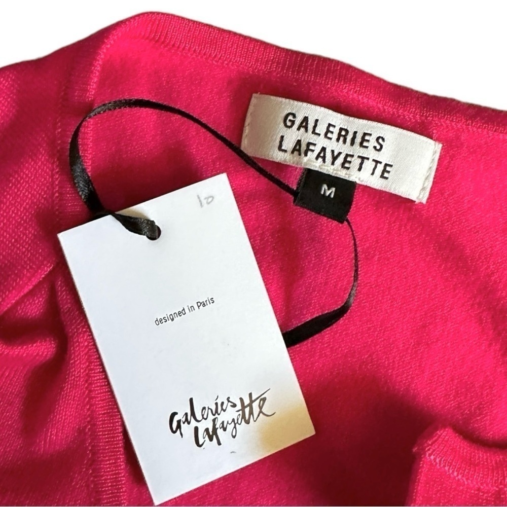 Galeries Lafayette Pink Cardigan Sweater M Covered Button Parisian Style NWT - Picture 8 of 9